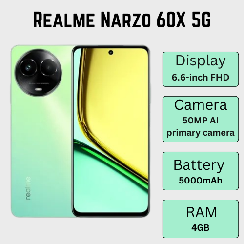 Realme Narzo 60X 5G in Stellar Green with 50MP AI Camera and 128GB Storage