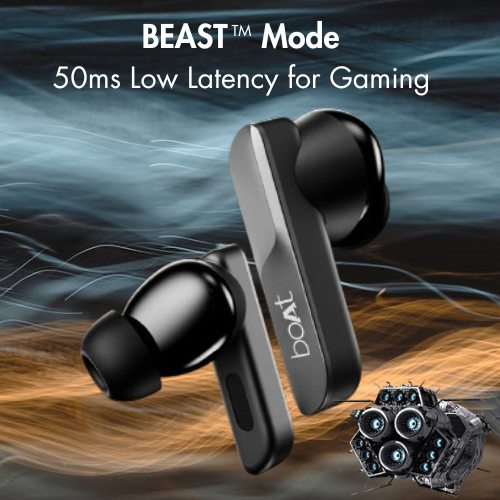 Gaming setup featuring a low-latency indicator, emphasizing ultra-responsive audio for gamers.