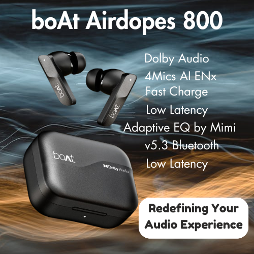 Dolby Audio, Adaptive EQ by Mimi, 4Mics AI ENx, App Support, Fast Charge, Low Latency, IPX5, v5.3 Bluetooth Earbuds, TWS Ear Buds Wireless Earphones with mic (Interstellar Black)