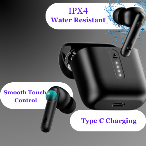 IPX4 water resistance, smooth touch control and type c charging facility