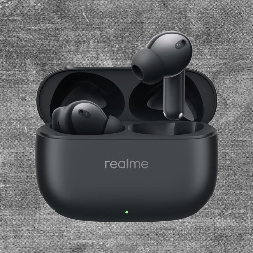 A feature-rich experience with Realme Buds T310, offering water resistance, dual device connection, and spatial audio.