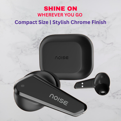 Close-up image of Noise Buds N1 showcasing touch controls and sleek finish.